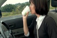 Milf masturbates in car